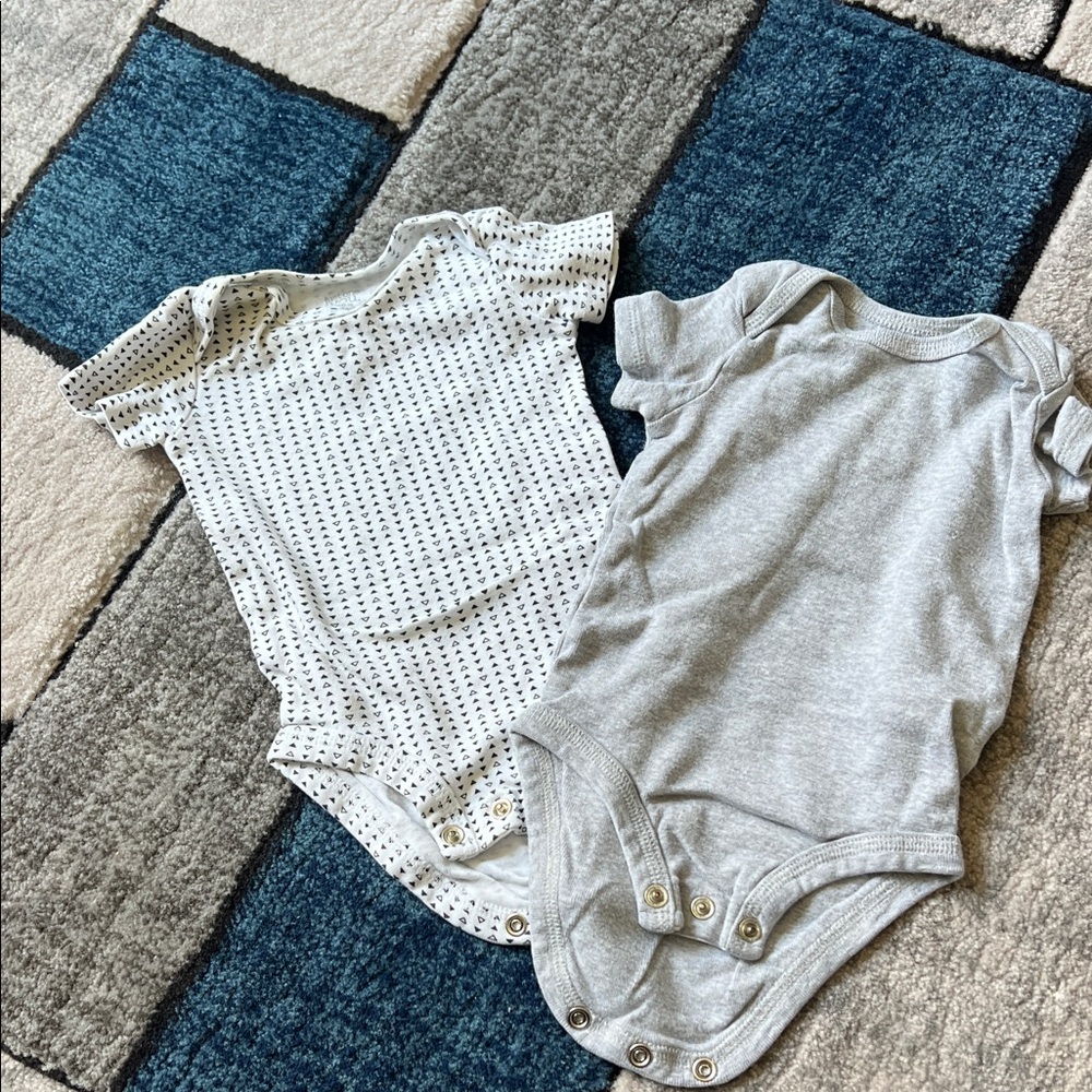 Charming Gray and White Kids Bodysuits Set